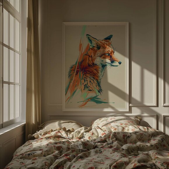 Original Abstract Fox Art Print + Digital Copy, Colorful Vibrant Illustration - Picture 6 of 10